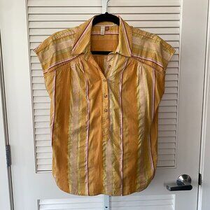 Anthropologie Pilcro The Serena Surf Henley, Yellow Combo, Size S